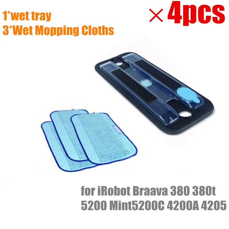 1 * оригинальный влажный поднос + 3 влажная Pro-Clean салфетка для чистки iRobot Braava 380 380t