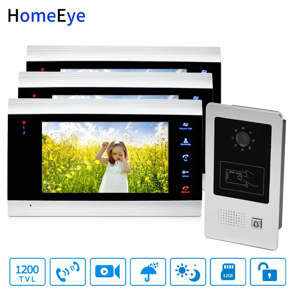 HomeEye 7 ''Видео дверной телефон видео звонок домашняя система контроля доступа 1