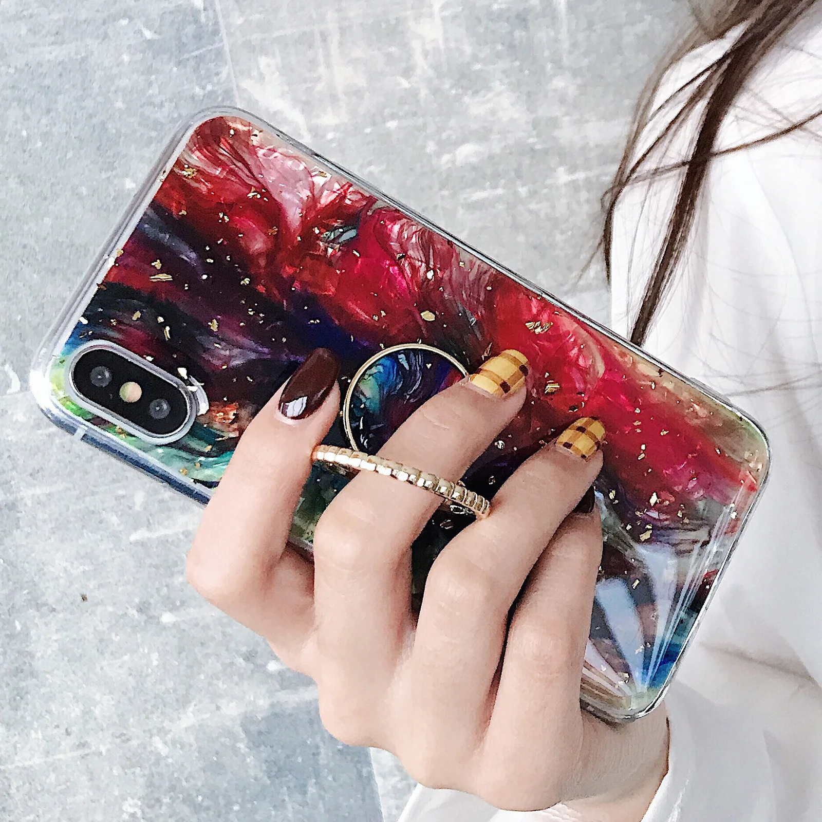 Роскошное кольцо на палец и подставка под мрамор чехол для iPhone XS MAX XR X 6 S 7 8 Plus