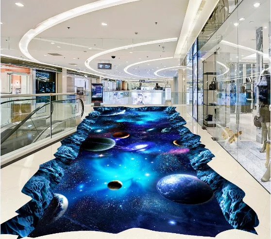 

[Self-Adhesive] 3D Blue Space Planet 8 Non-slip Waterproof Photo Self-Adhesive Floor Mural Sticker WallPaper Murals Wall Print