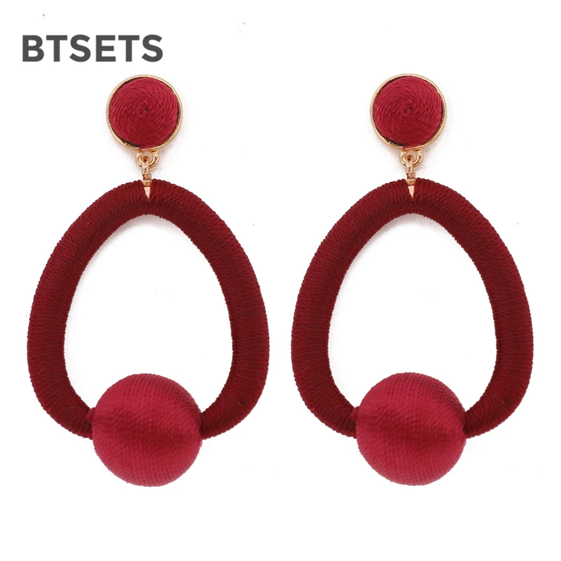 BTSETS модные серьги подвески с бахромой для женщин Bijoux круглые массивные красные