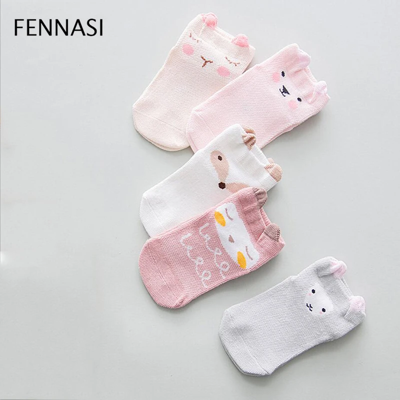 FENNASI 5 пара 1 лот Мультфильм Симпатичные Детские носочки животных детские мягкие хлопковые сетчатые носки для маленьких мальчиков для девочек 5 видов Стиль подходит от 0 до 3 лет