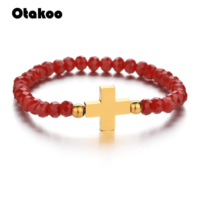 Otakoo красный синий оранжевый шампанское браслет из бисера для женщин крест