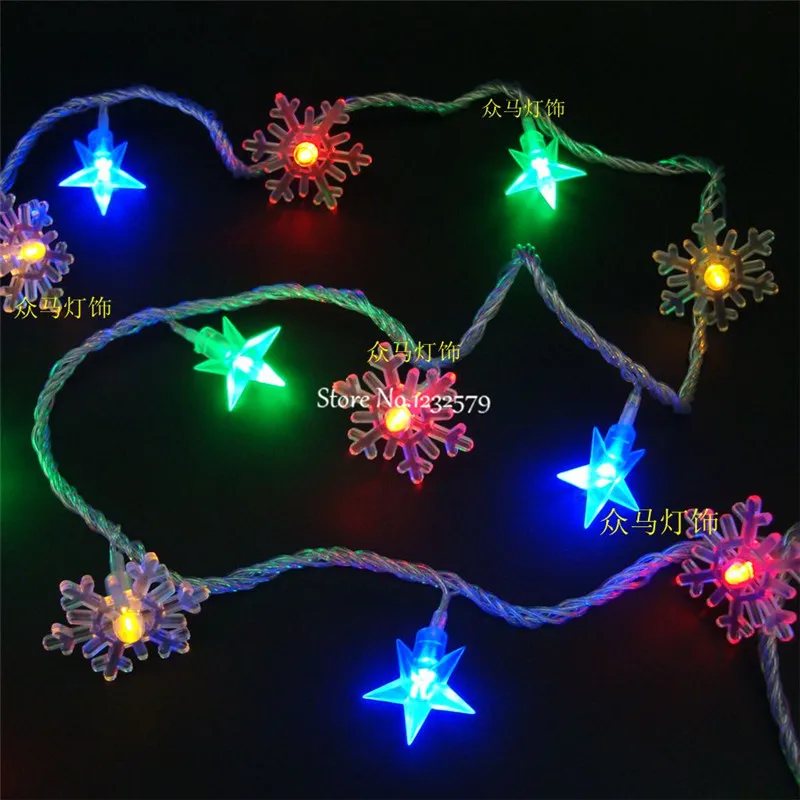Гирлянда со снежинками и звездами 10/20/30 м 100/200/300 светодиодов|luces decorativas|led fairy string