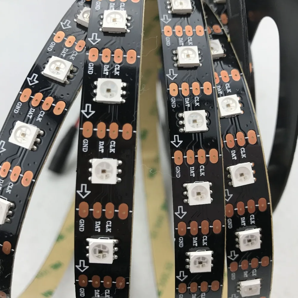 Пиксельная Светодиодная лента 4M DC5V SK9822 60 светодиодов/м с пикс./м Черная печатная