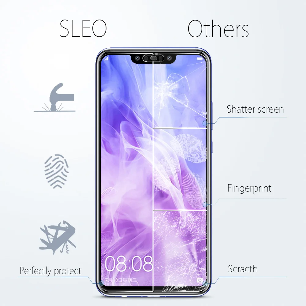 SLEO 2Pcs Full Cover Tempered Glass For Huawei Nova 3 Screen Protector Film Protective | Мобильные телефоны и аксессуары