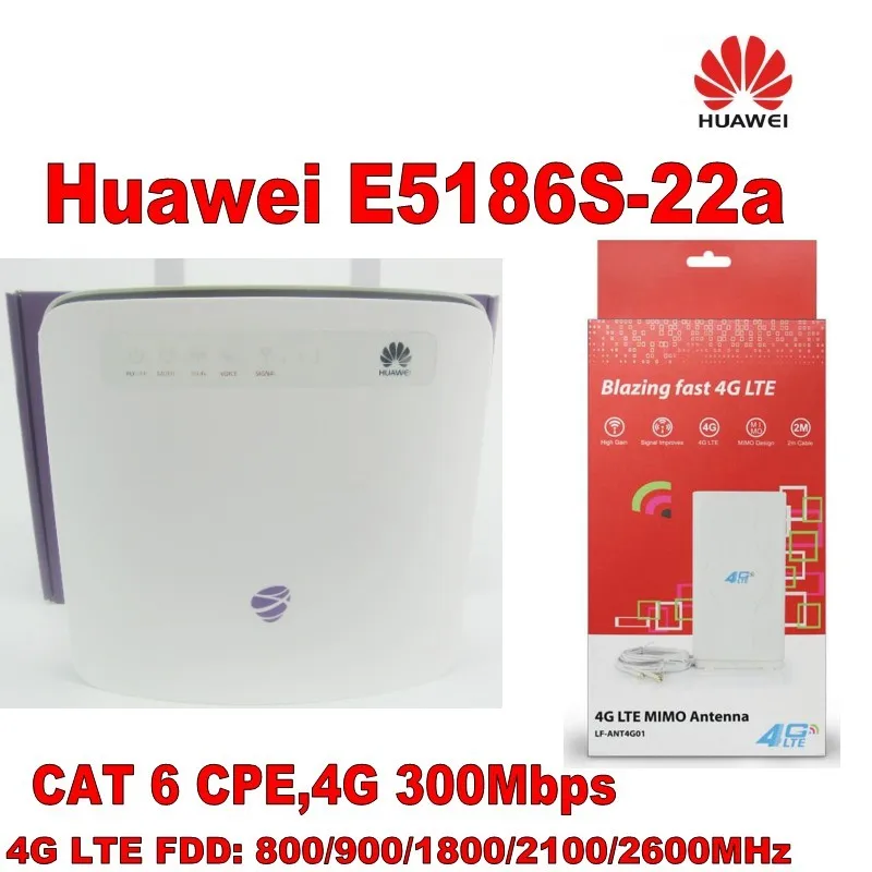 

Original unlocked Huawei E5186 Cat6 300Mbps E5186s-22a LTE 4g wireless router 4g FDD TDD cpe wireless gateway+4G 49DBI Antenna