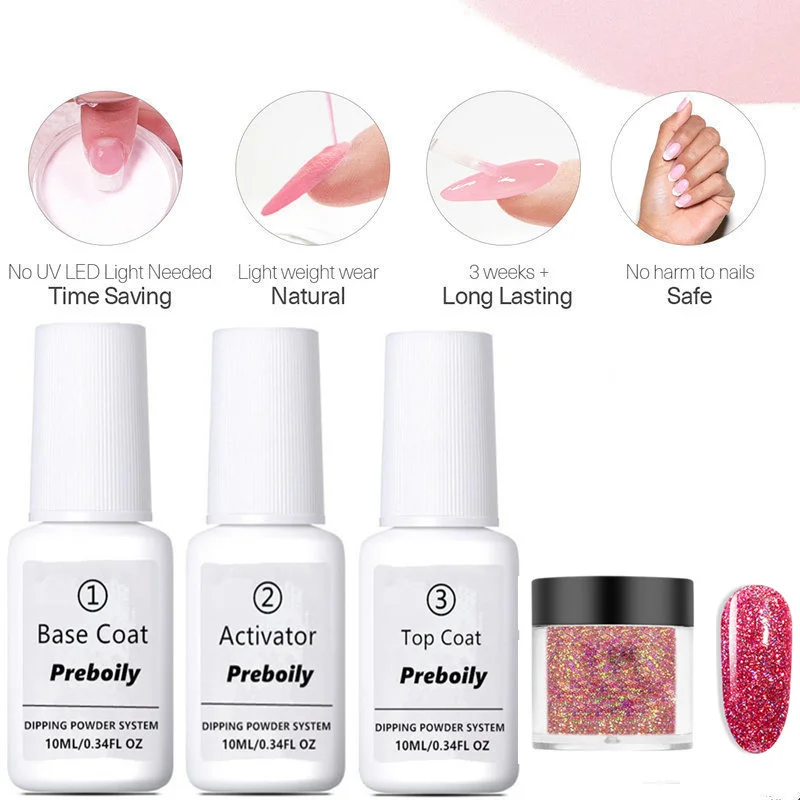 4pcs Set14 4 шт погружающийся порошок для ногтей, система погружения, набор для нейл-арта, Dip порошок, 10 мл, Dip основа, топ, активатор, жидкость, натуральный, сухой, без лампы - Цвет: 4pcs Set14