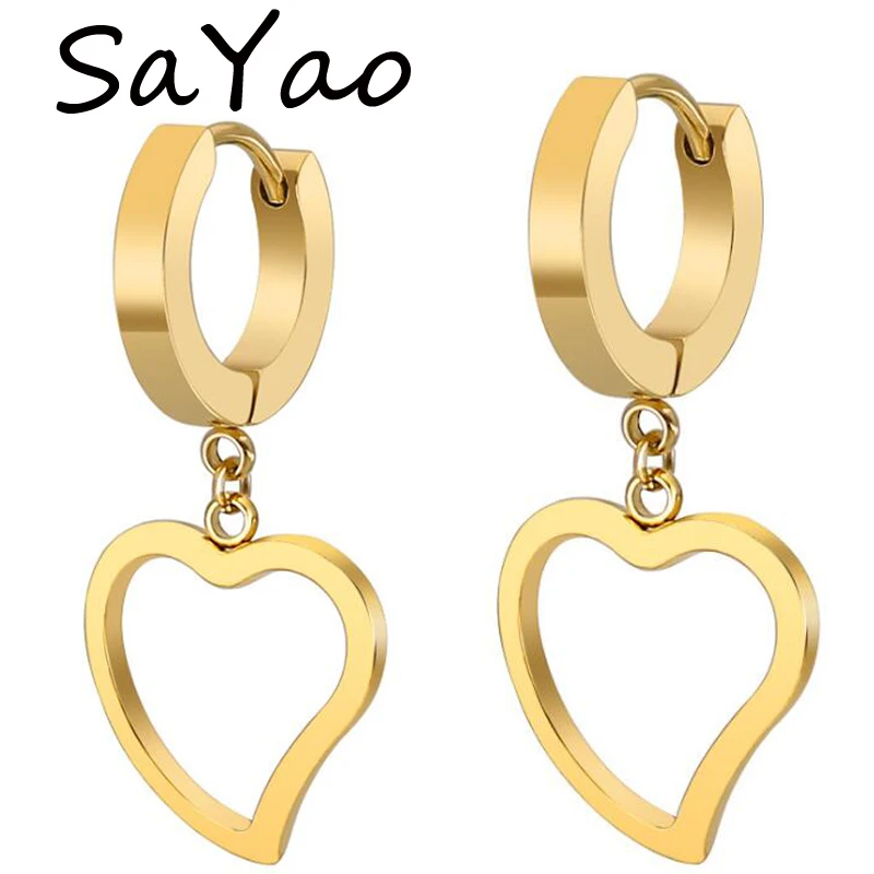 Серьги SaYao из хирургической нержавеющей стали для мужчин кольца с подложкой в