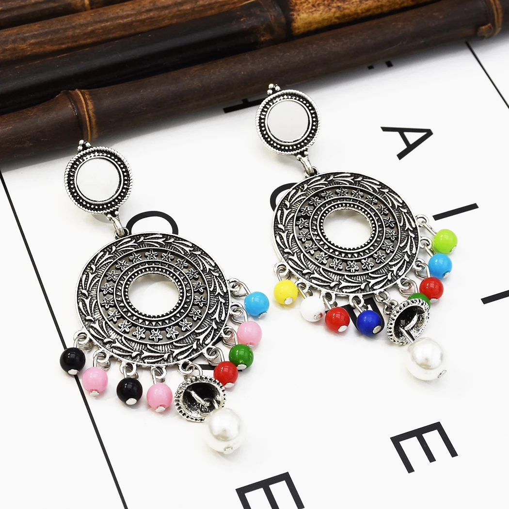 Афганские индийские цветные кисточки Jhumka массивные полимерные серьги-подвески с