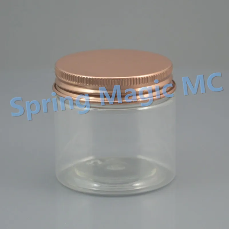 Прозрачная пластиковая банка для крема 200 мл с черной/золотой/бронзовой