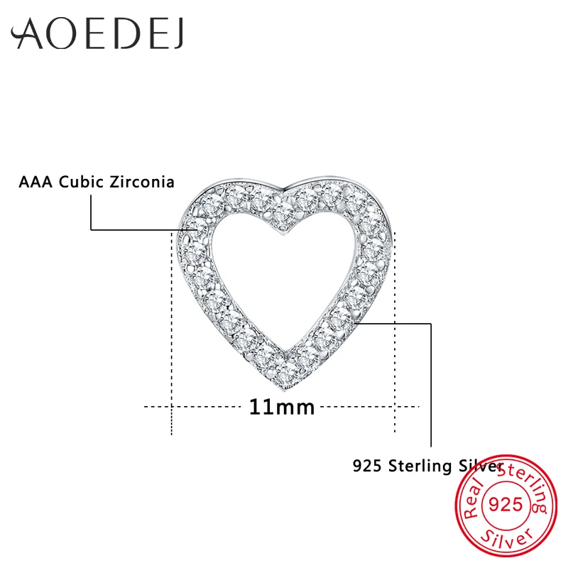 AOEDEJ 925 Sterling Silver Stud Earring Heart Cubic Zirconia Crystal Women's Earrings Party Ear Studs for Female Vintage Gift |