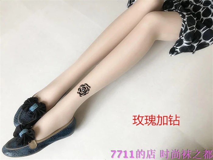 Женские сексуальные шелковые чулки супертонкие колготки с татуировкой