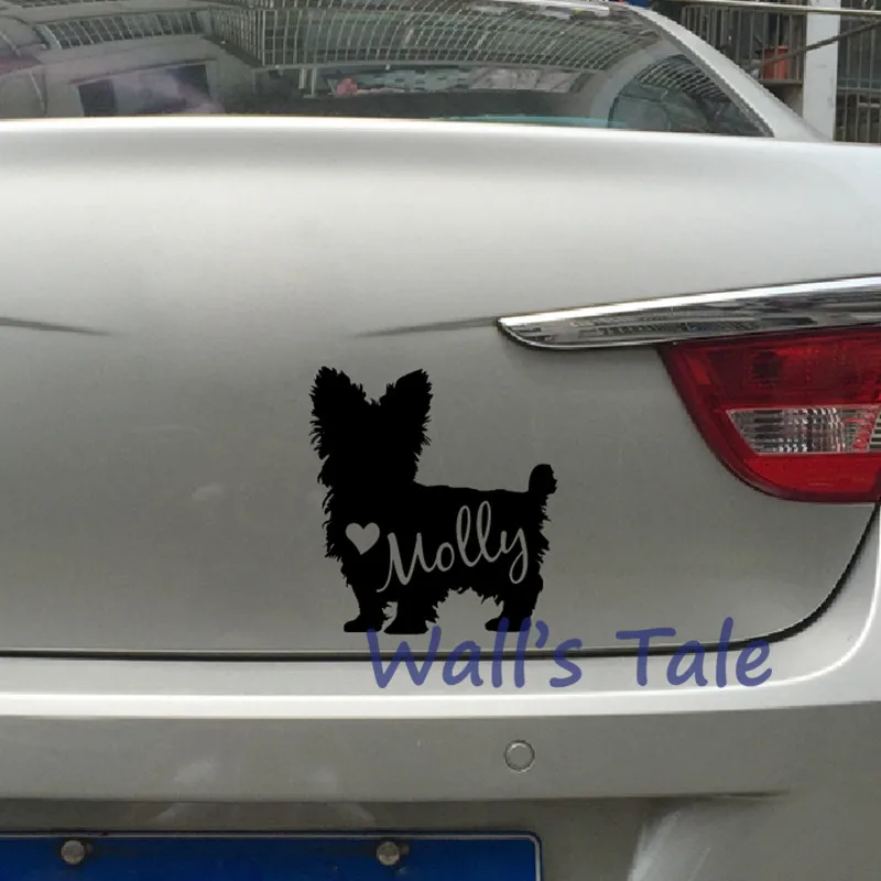 Personalized Pet Dog Decals Yorkshire Terrier Silhouette Vinyl Sticker, Custom Pet Dog Name Art Decals Car Window Laptop Decor