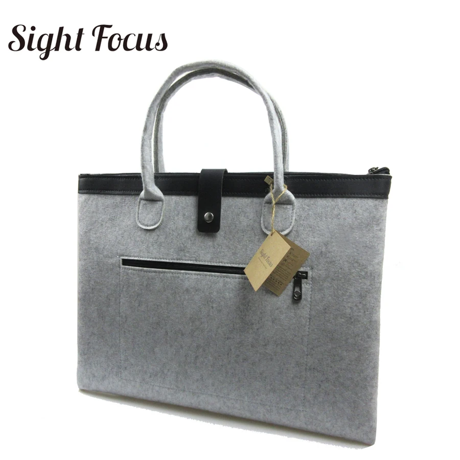 Портфель Sight Focus серый из фетра легкий портативный мягкий для ноутбука | Багаж и