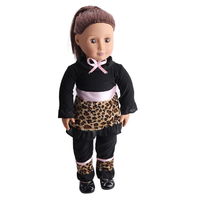 Doll clothes Leopard print set black and white toy accessories 18 inch Girl doll 43 cm baby c97-c114 | Игрушки и хобби