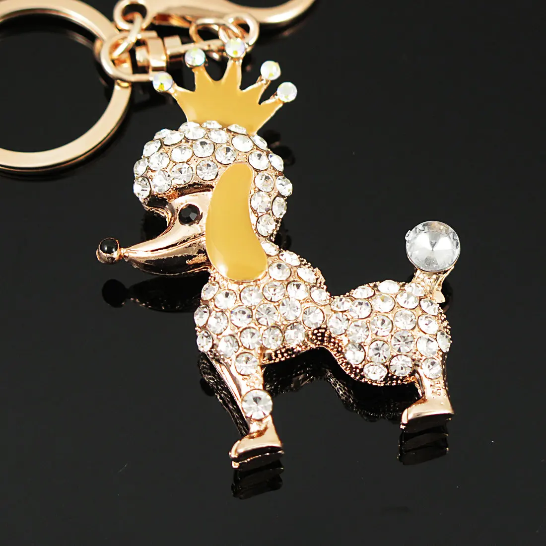 Цепочка для ключей с кристаллами в виде короны пуделя собаки|key ring chain|crystal key ringkey