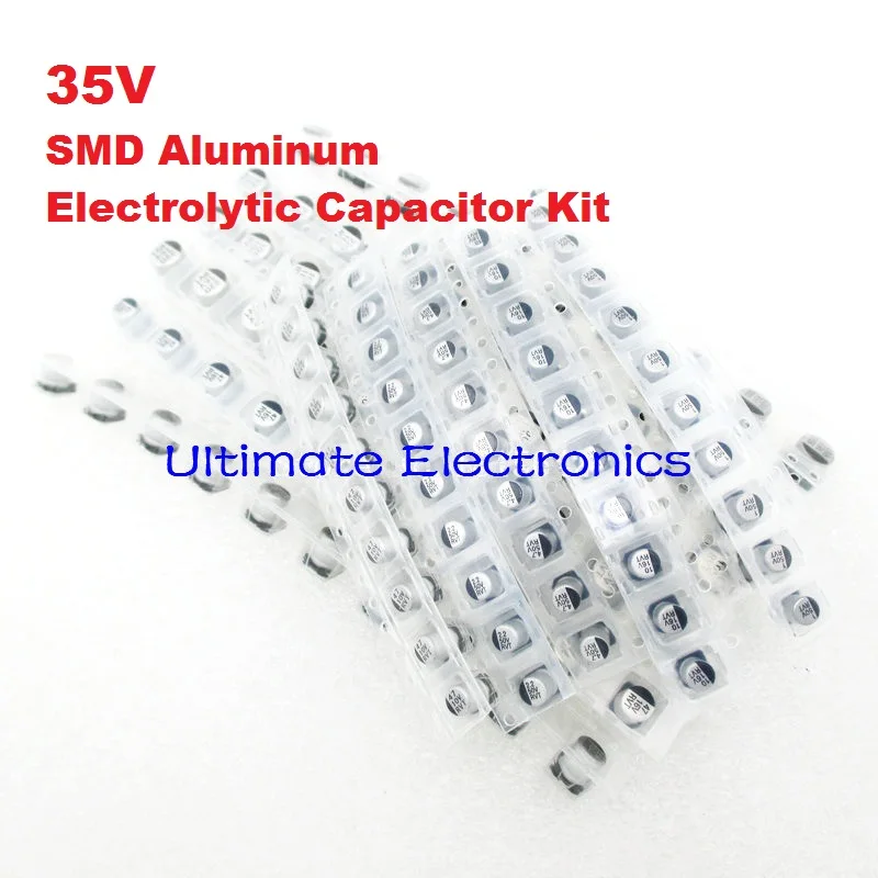155 шт./лот 10 значений 2 мкФ 330 35V SMD алюминиевый электролитический конденсатор