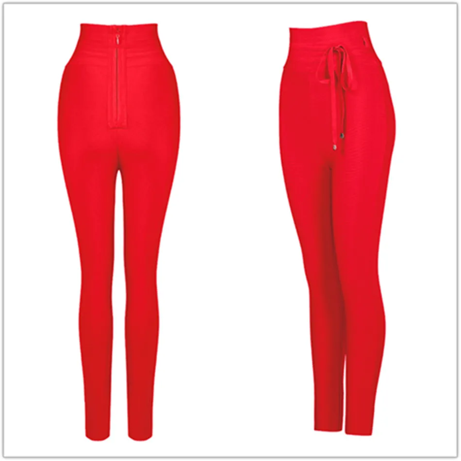 Women's High Waist Bandage Slim Stretch Pencil Pants Rayon Bandage Fringe Fashion Sexy Tights New