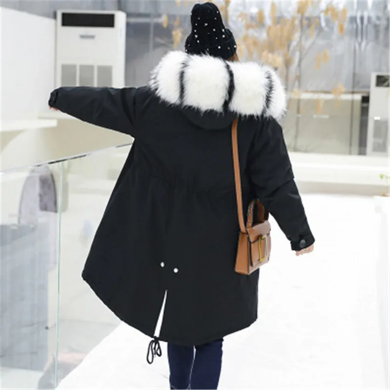 High Quality Winter Coat Women Hooded Long Army Green Overcoat Black Parkas 4XL 110KG Large Size Warm Lady Jackets 746