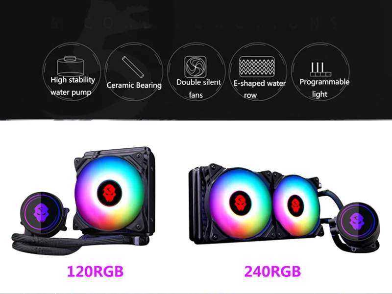 Цветной RGB цельный ПК кулер для воды радиатор 120 насос Комплект Однорядный тихий вентилятор Радиатор для Intel AMD cpu Радиатор