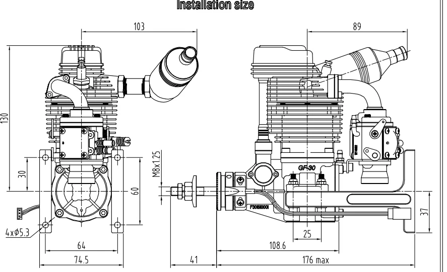 Новинка семейная модель GF30 4-тактный газовый двигатель 30cc совместим с O.S asp FS30AR FS61AR
