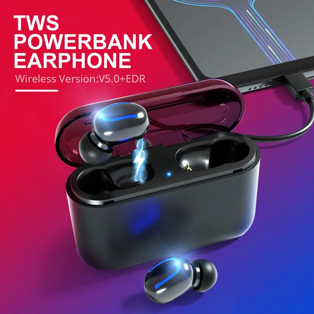 Беспроводные наушники FONKEN TWS с функцией Power Bank настоящие стерео Bluetooth спортивные