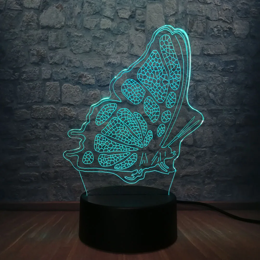 2019 3D светодиодный ночной Светильник бабочка спальня стол сна лампа RGB 7 Цвет
