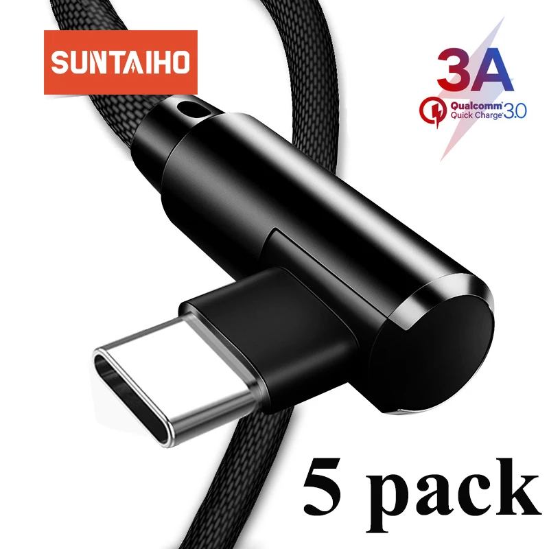 Suntaih [5 Pack] кабель type C для Xiaomi mi9 Redmi note 7 Быстрая зарядка samsung S10 S9 USB двусторонний