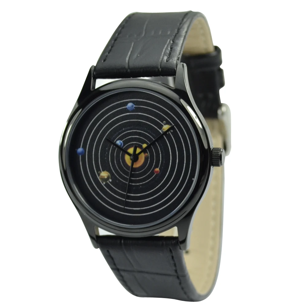 Солнечные системы часы черный Чехол I мужские женские Бесплатная доставка по