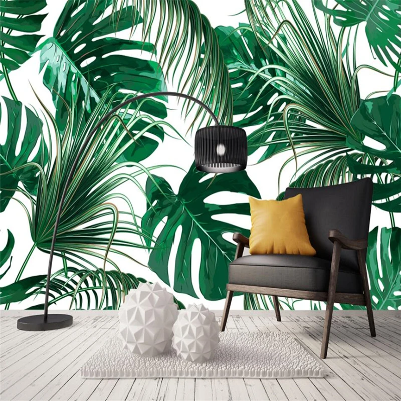 Современный простой свежий дождевой лес растения банановые листья сад Фреска