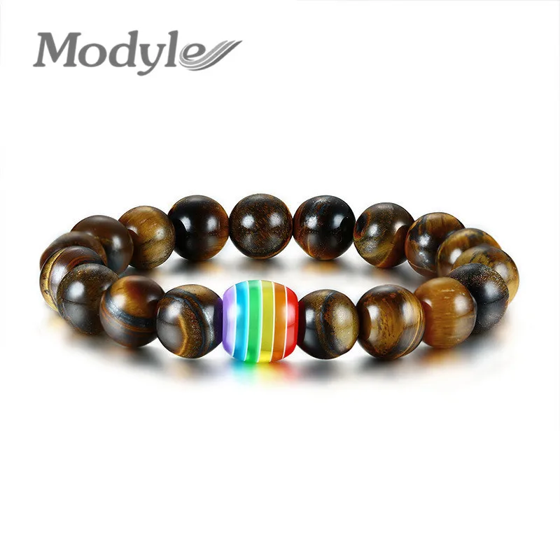 Модные парные деревянные браслеты Modyle классические с натуральными камнями