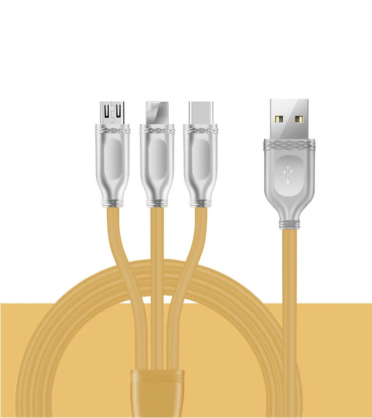 Yellow 3 в 1 3A USB кабель из цинкового сплава ретро Micro usb type C кабель для huawei Xiaomi Redmi usb-кабель для Samsung для iPhone XR XS MAX - Цвет: Yellow