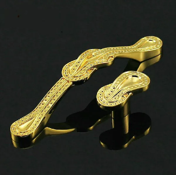 

96mm kitchen cabinet Knobs 24K gold drawer knobs pulls zinc alloy dresser wardrobe furniture handles knobs pulls