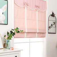 customize korean younng fresh style pink check curtain bowknot roman curtain door curtain bay window kid bedroom princess room