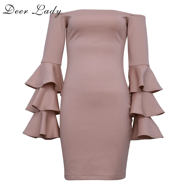 Женское облегающее платье без бретелек с рукавами фонариками 2017|sleeve dress|strapless bodycon