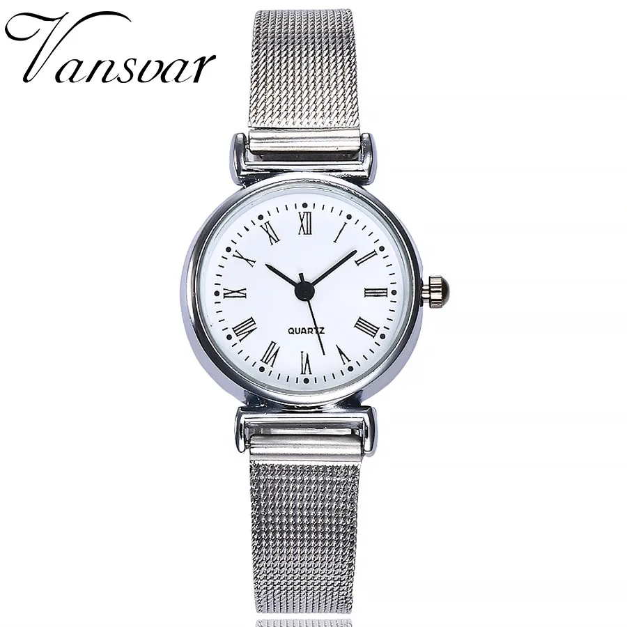 

New Fashion Round Small Dial Women Watch Stainless Steel Mesh Brand Quartz Wristwatch Simple Ladies Watches Zegarek Damski #W