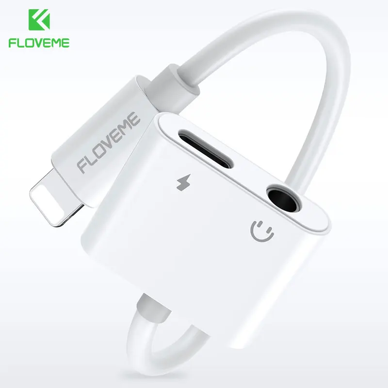 White FLOVEME 2 in1 адаптер для iPhone X XR XS макс 7 8 для перехода от разъема Lightning к 3,5 мм аудио кабель зарядки сплиттер конвертер разъем переходник для наушников переходник для наушников for iphone 7 - Цвет: White