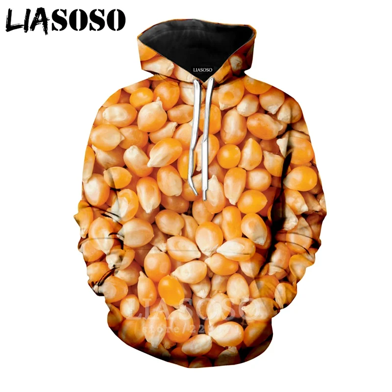 LIASOSO/Осенняя Новая модная Мужская и Женская толстовка с 3D принтом еда попкорн