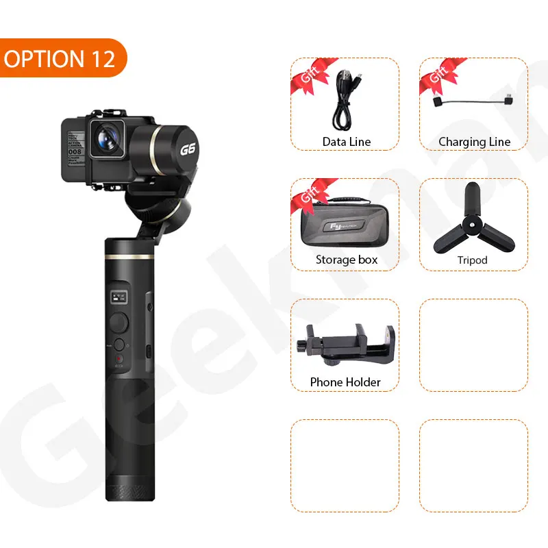 w tripod adapter FeiyuTech G6 Gimbal Feiyu брызгозащищенный стабилизатор для экшн-камеры OLED угол наклона для Hero 7 6 5 4 RX0 DJI Osmo Action - Цвет: w tripod adapter