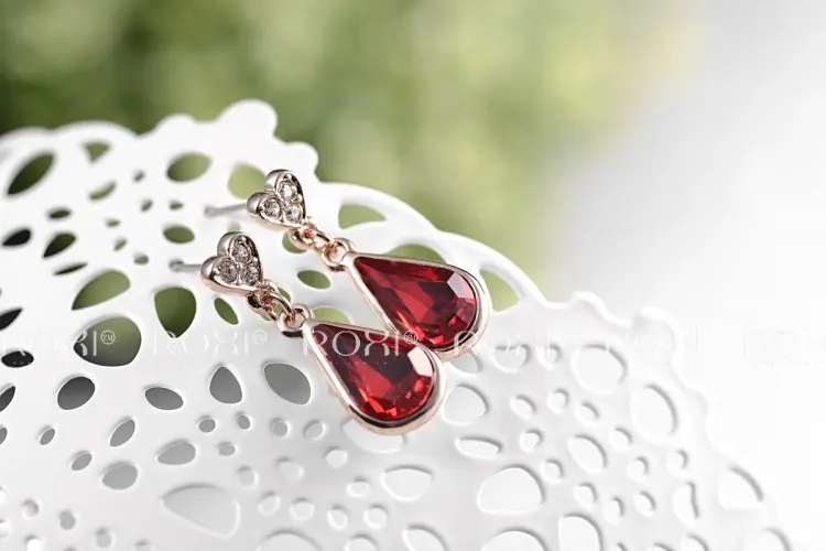 18K Gold Plated High Qulity CZ Latest Red Earring|earrings antique|gold filled hoop earringsearrings fish |