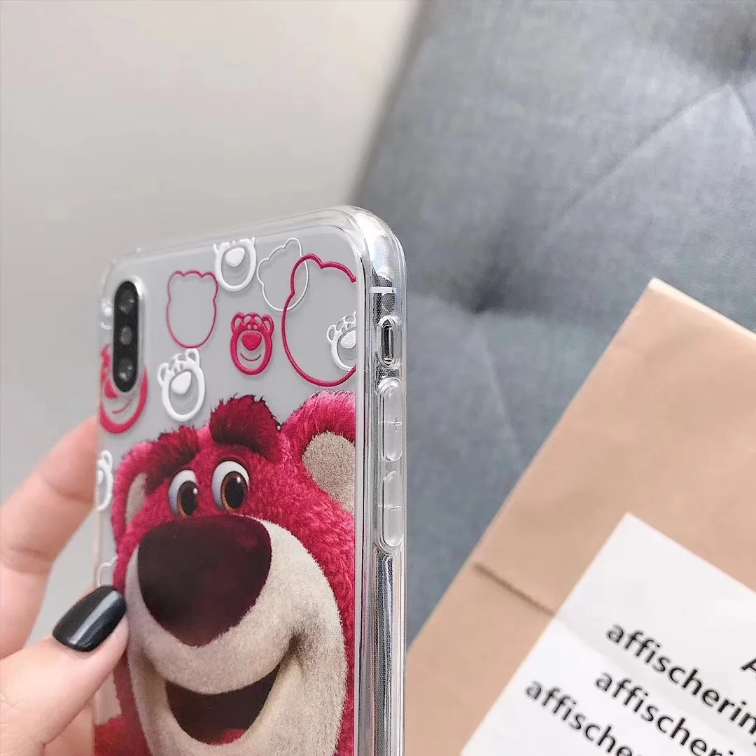 Супер милый мультяшный клубничный медведь чехол для iPhone X XS MAX XR акриловый