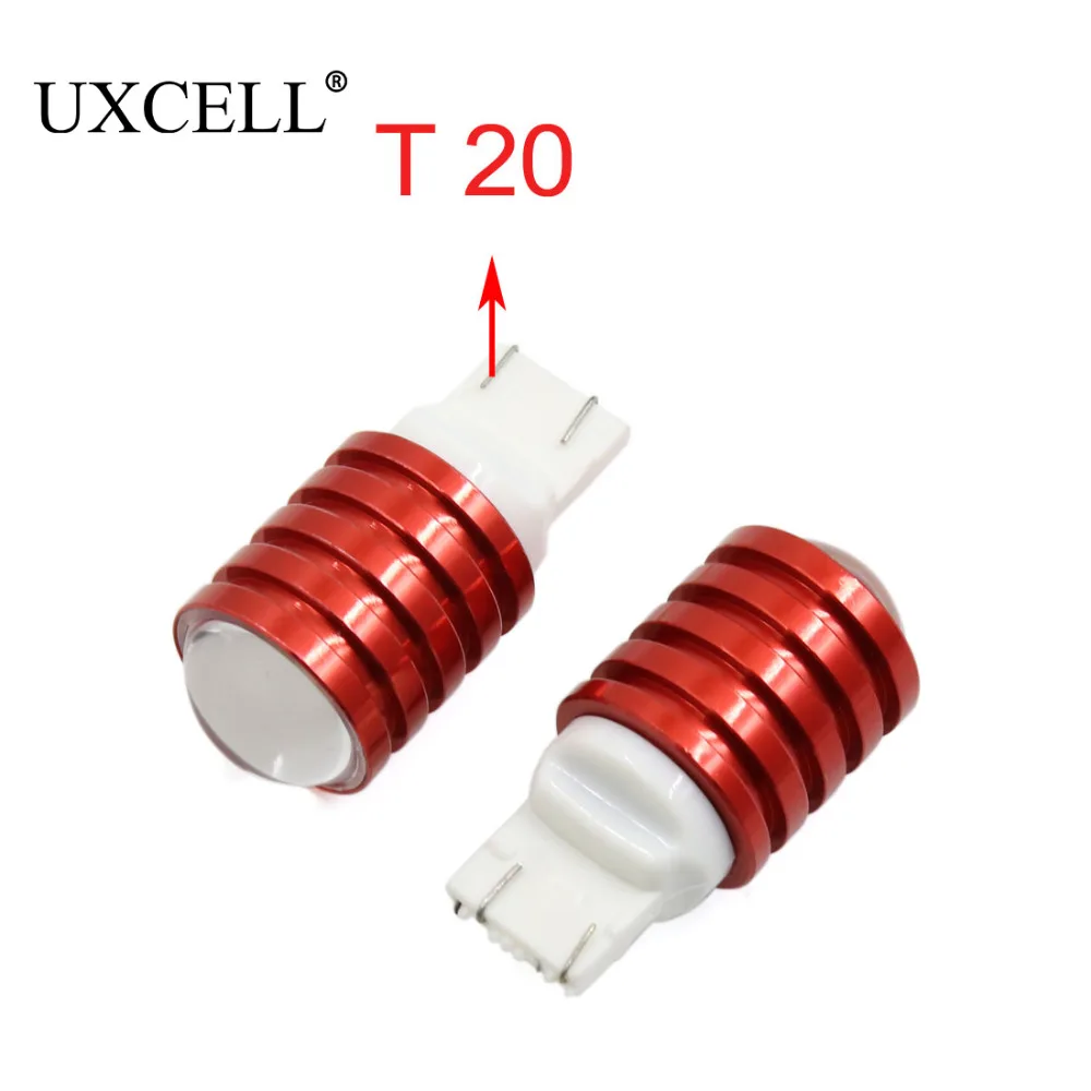 UXCELL 2Pcs T20 7440 7443 Warm White COB LED Projector Lens Car Brake Backup Reverse Light Lamp Red Shell | Автомобили и
