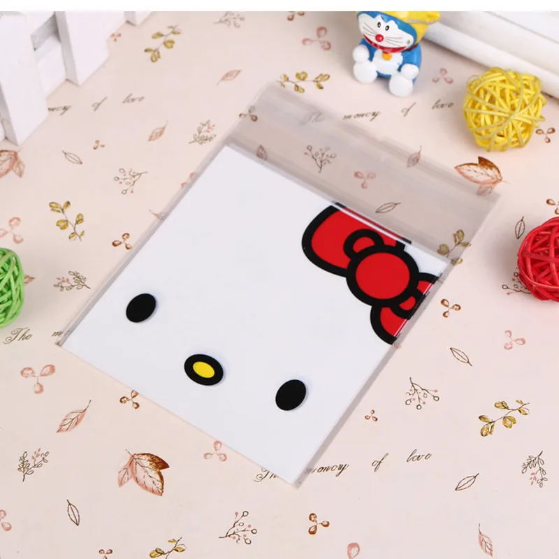50 шт./лот самоклеящиеся конфеты Сумки Пластик Bownot рисунок Hello Kitty упаковки печенья