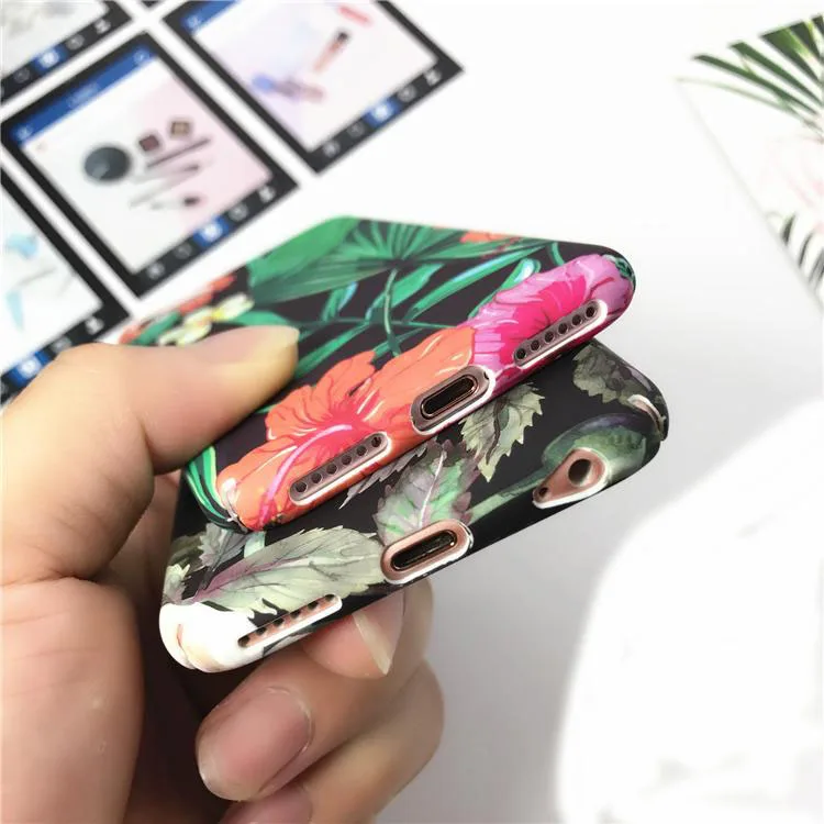 Kerzzil Ретро Camellia цветы зеленые наклейки-листья Жесткий ПК чехол для iPhone 7 6 6S Plus