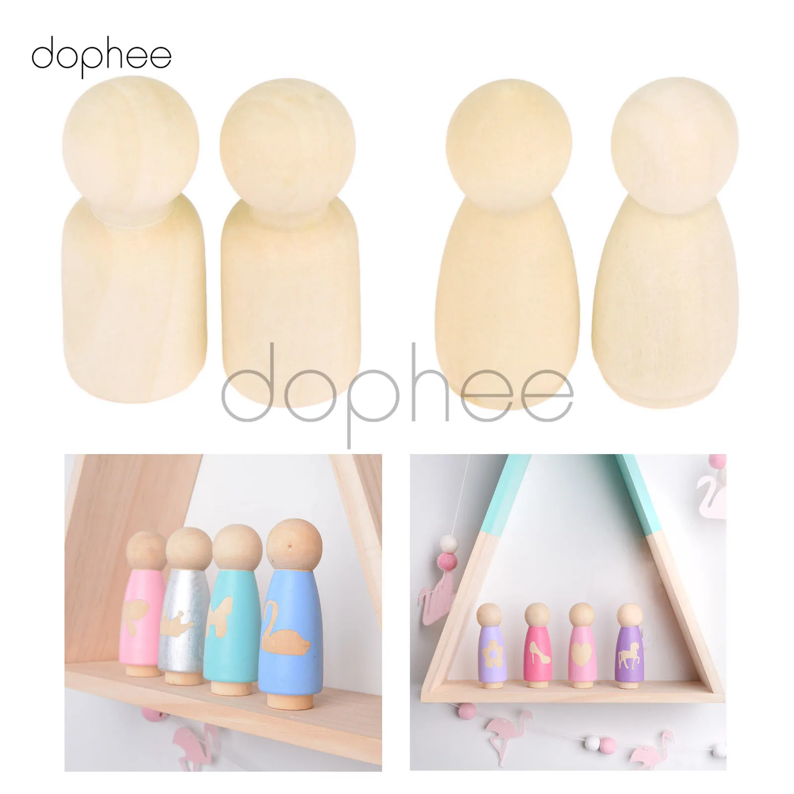 Dophee 100 шт. 35 мм мужские женские и деревянные колышки для кукол Неокрашенные
