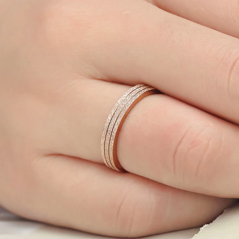 Double Striped Titanium Steel Scrub Women's Ring - High-Quality Wedding Band Jewelry for Women - Perfect Gift image 3