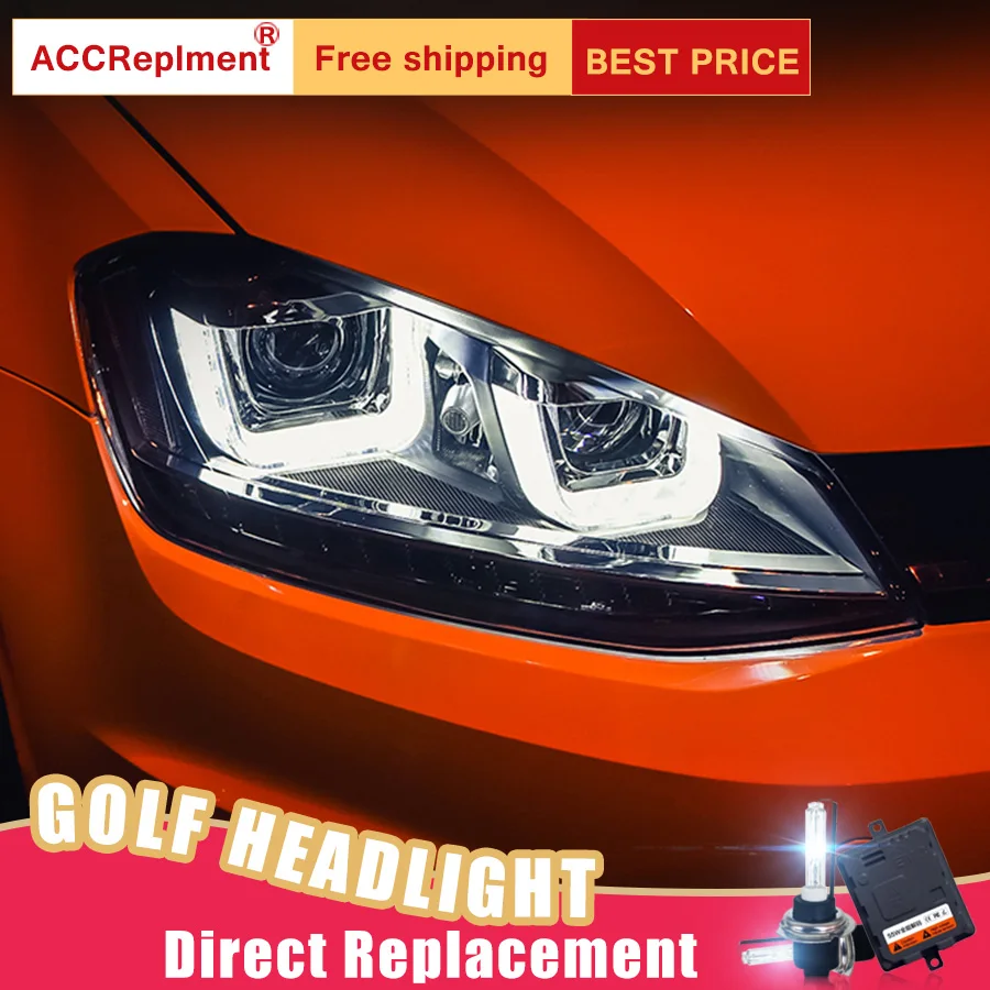 Светодиодный комплект фар для VW Golf 7 2013-2015 2 шт. фары автомобиля ангельские глазки