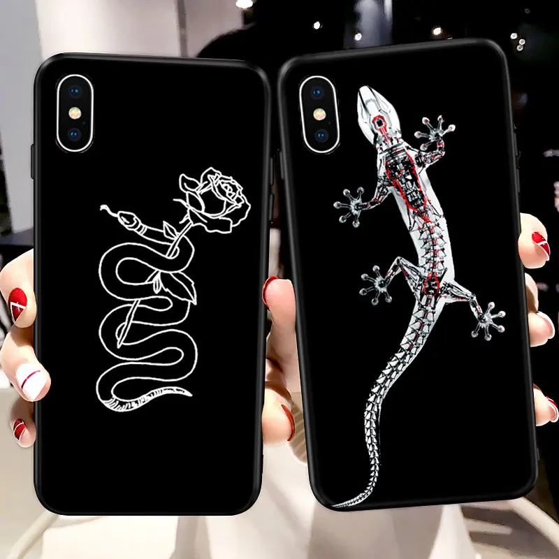 Animals Snake Rose Case For iPhone 7 Gekko Dove Soft Silicon Phone for X 5 S 5S SE XR XS Max 6 8 Plus Cover | Мобильные телефоны и