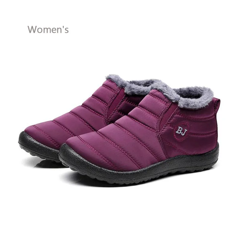 Women red New exhibition Women Boots Winter Plush Inside Antiskid Bottom Keep Warm Waterproof Ankle Ski Boots Booties Women's Shoes 35-46 - Цвет: Women red